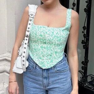 zara floral corset top 🌿